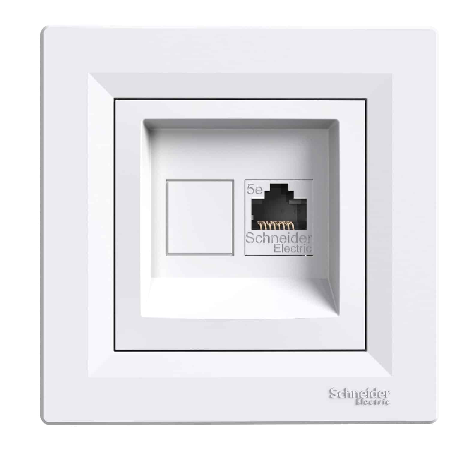 Schneider - Asfora Beyaz Çerçevesiz - Tek veri çıkışı - RJ45 - Cat5e - UTP - EPH4370121